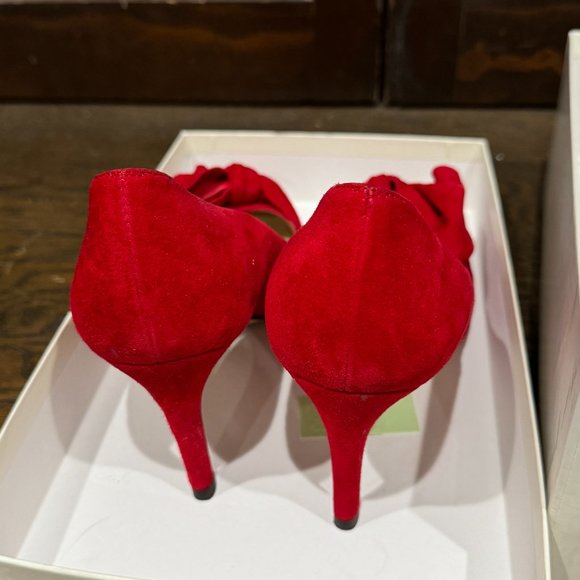 LK Bennett Caitlyn Bow Stiletto Heeled Court Shoes, Roca Red Suede Size 38 - Picture 7 of 9